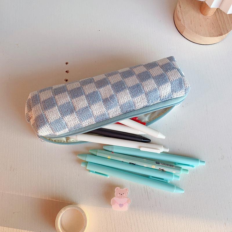 Japanese Style Black & White Large Capacity Canvas Pencil Case for Students