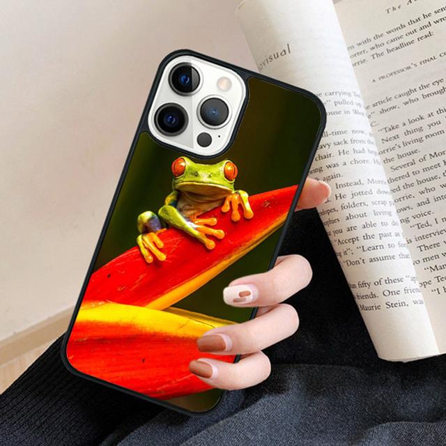 Blue Frog Tropical Rain Forest Phone Case Back Cover for iPhone 17 Air 16 15 14 13 11 12 Pro Max Plus Fundas