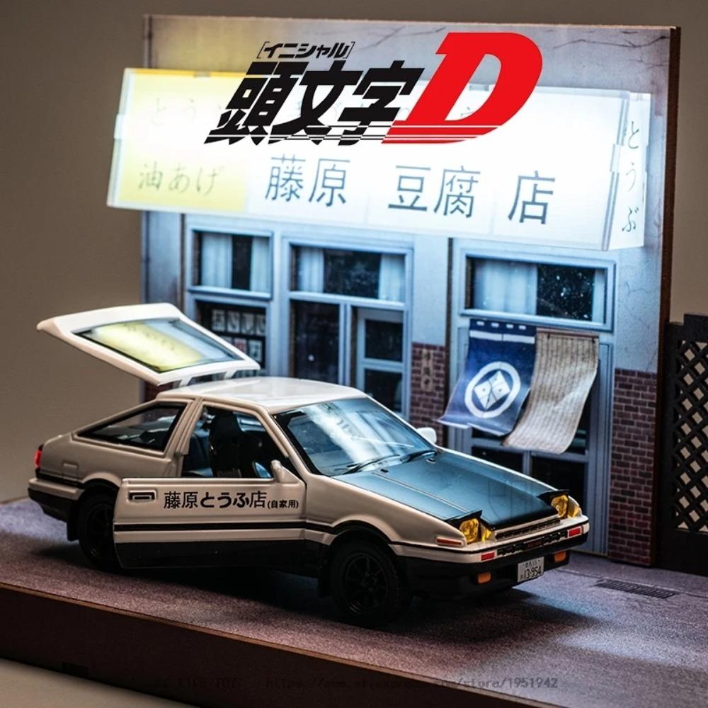 1/32 INITIAL D AE86 Alloy Car Model Diecast Toy Vehicles 4 Doors Opened Car Model Miniature Model With Light Toys For Children