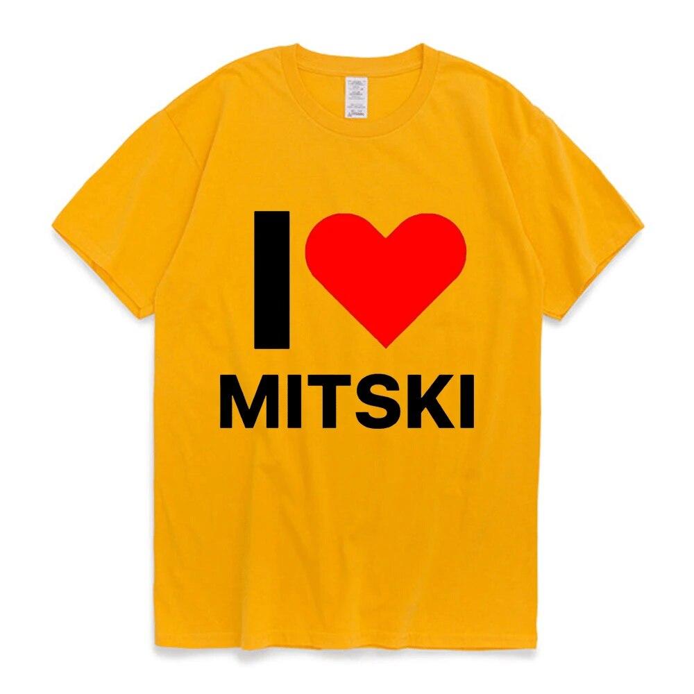 Funny I Love Mitski Graphics T-Shirt Unisex's 100% Cotton Short Sleeve T Shirts Summer Harajuku Tee Shirt Unisex Clothing Tshirts