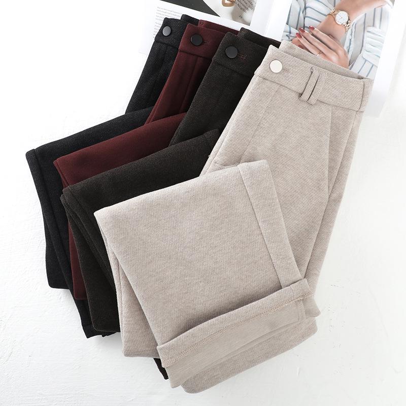 Oatmeal Acetate Wool Flannel Wide-Leg Pants - Women's 2024 Soft Cashmere Straight-Leg, Perfect for Autumn & Winter