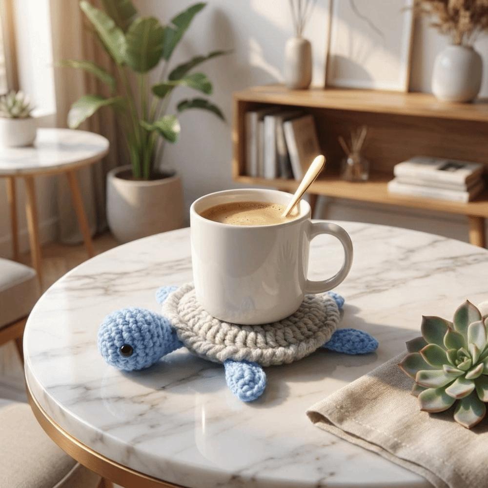Lustige gestrickte Tassenunterlage Cartoon Hitzebeständig Aufnäher Kreativ Wasserbecherunterlage Tischschutz