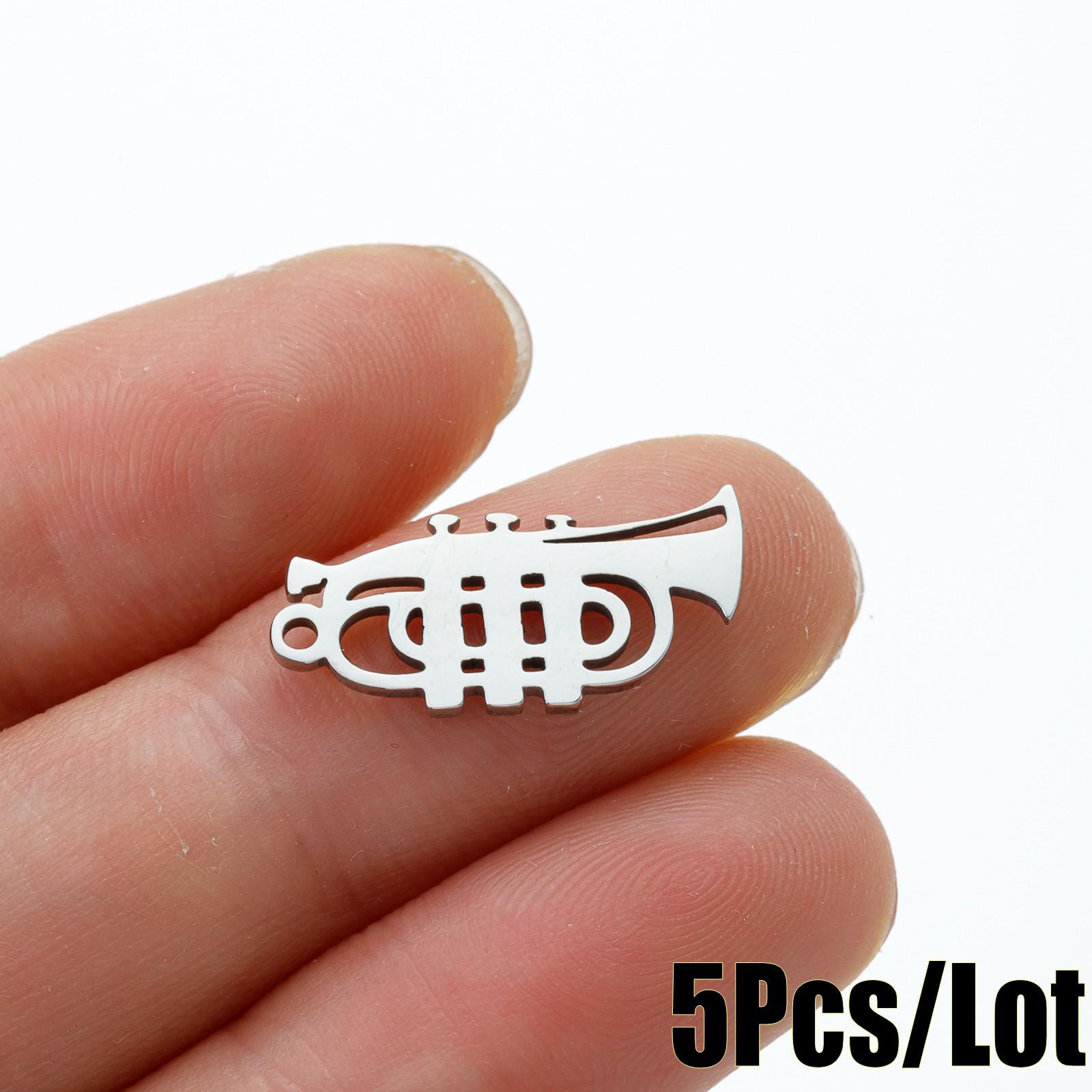 Stainless Steel Saxophone Bugle Pendant - Retro Hip Hop Style Luxury Accessory стальной