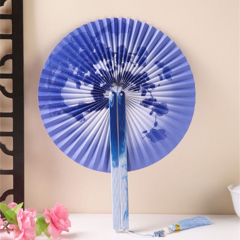 Round Magnetic Folding Hand Fan Compactly Coolings Fans For Outdoor Game Christmas Decorations Festival Performances