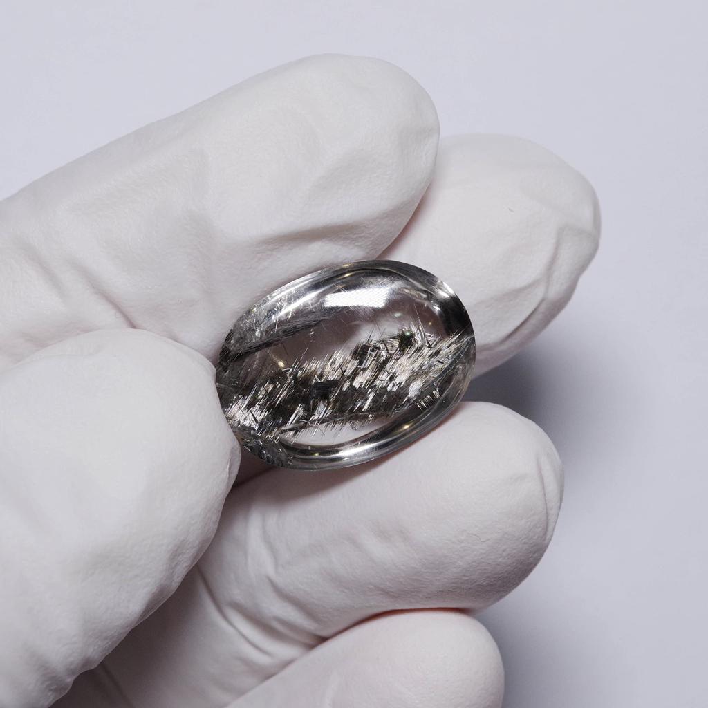 Stone Natural Mineral Rutile in Quartz Inclusion 19x14x9mm [N2 Natural] (Rutilated Quartz) / (5 "One-of-a-kind" Approx. 19.1ct, Origin Brazil)