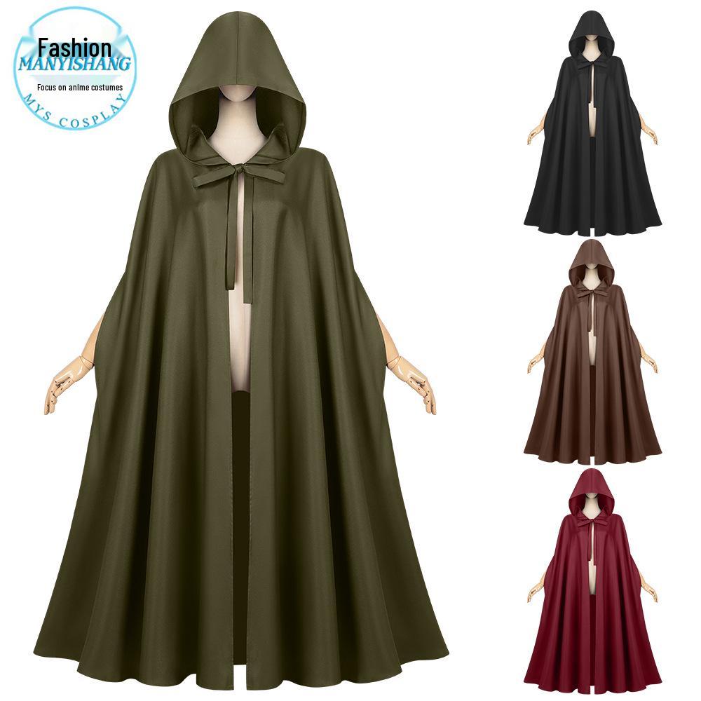 

Hot-Selling Medieval Hooded Wizard Cloak Robe for Halloween One Size