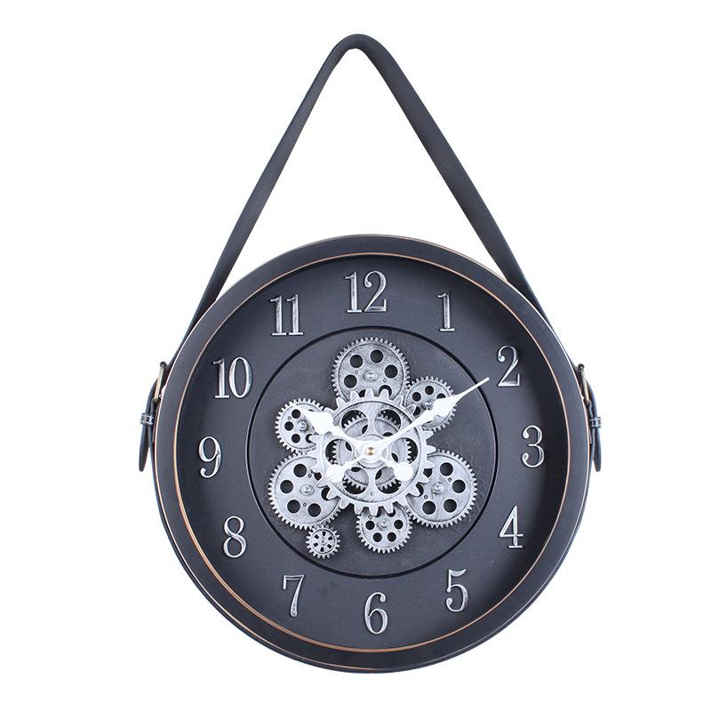 Retro Gear Belt Wall Clock Decorative Clock Creative Home Clock Industrial Style Wall Clock Silent Quartz Clock