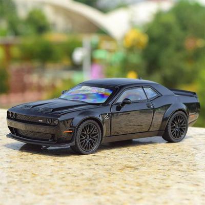 Dodge Challenger SRT Demon Süper Araba HellCat Simülasyon Diecast & Oyuncak Araçlar Sesler & Işık Geri Çekmeli Araba 1:32 Alaşım Modeli