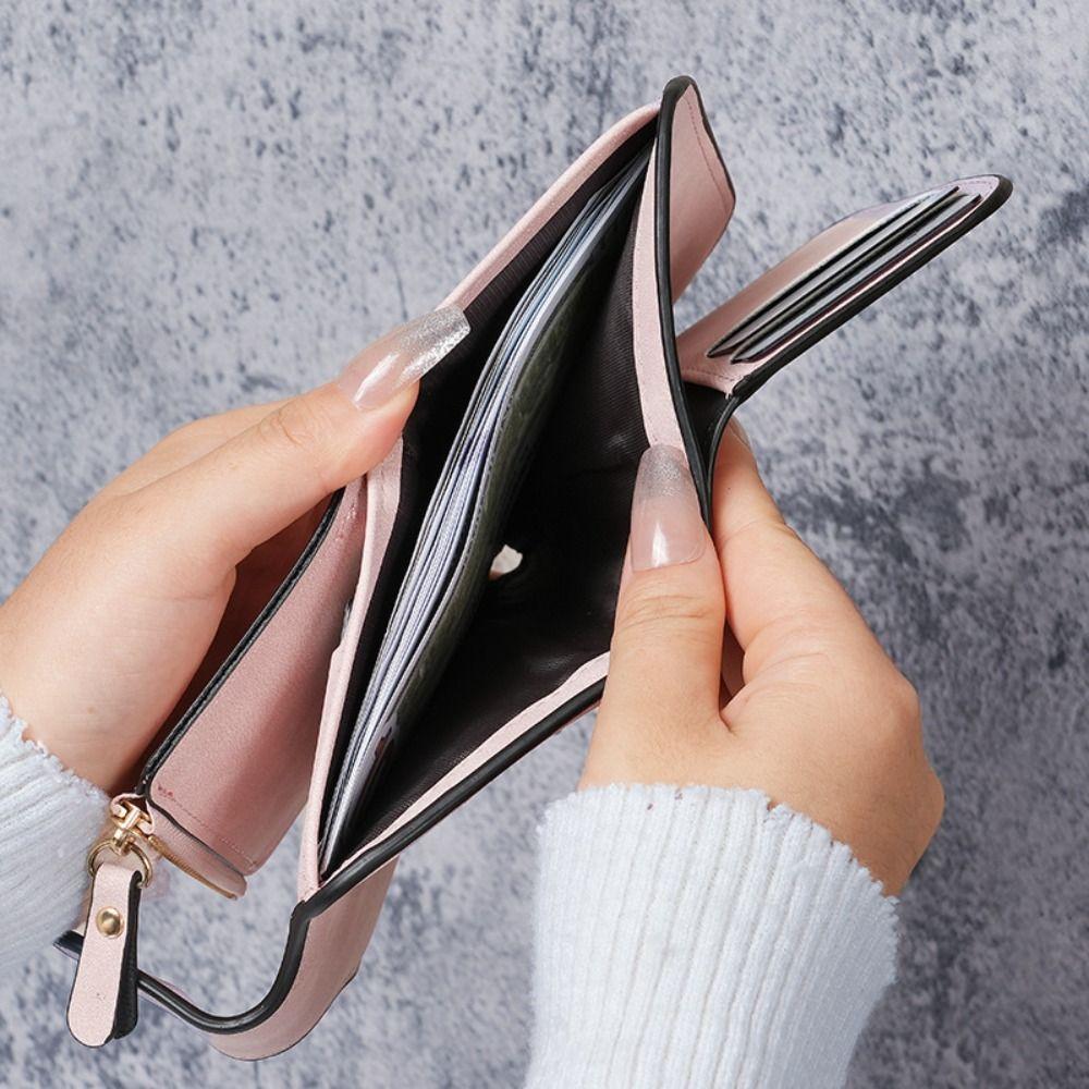 

Handheld Short Wallet Multiple Card Slots PU Leather Coin Purse Vintage Credit Card Bag Female чорний