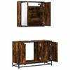 2 piece bathroom furniture set smoked oak wood based material