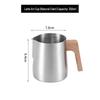 Wood Grain Handle Latte Art Cup, 304 Stainless Steel with Scale, Milk Frothing Pitcher