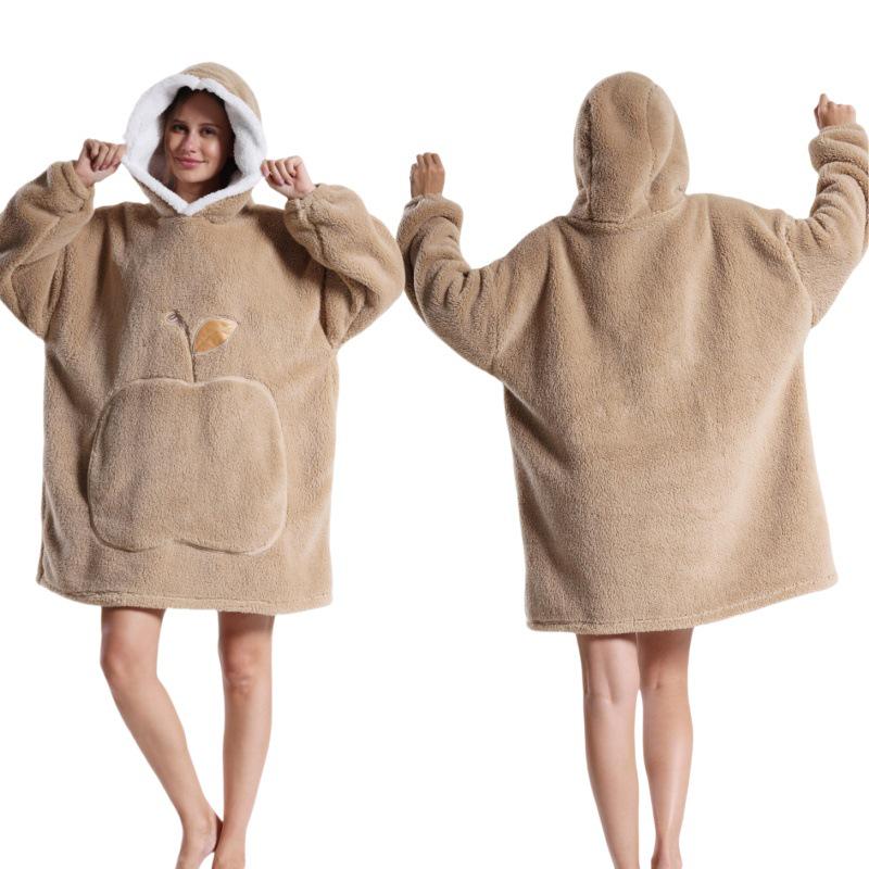 Cozy Hooded TV Blanket - Outdoor & Indoor Cold-Proof, Thick, Solid Color, Long Sleeves, Couples' Wear