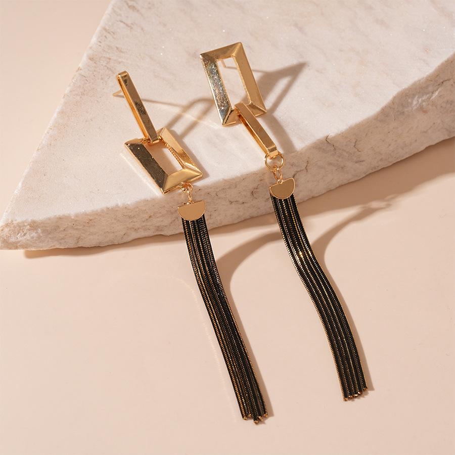 Серьги-гвоздики с кисточками, асимметричные, прямоугольные, серебряная игла, геометрические серьги «Темный Ветер»