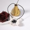   Bohemian retro oil drip enamel personalized large flower necklace stud earrings set, niche fashion