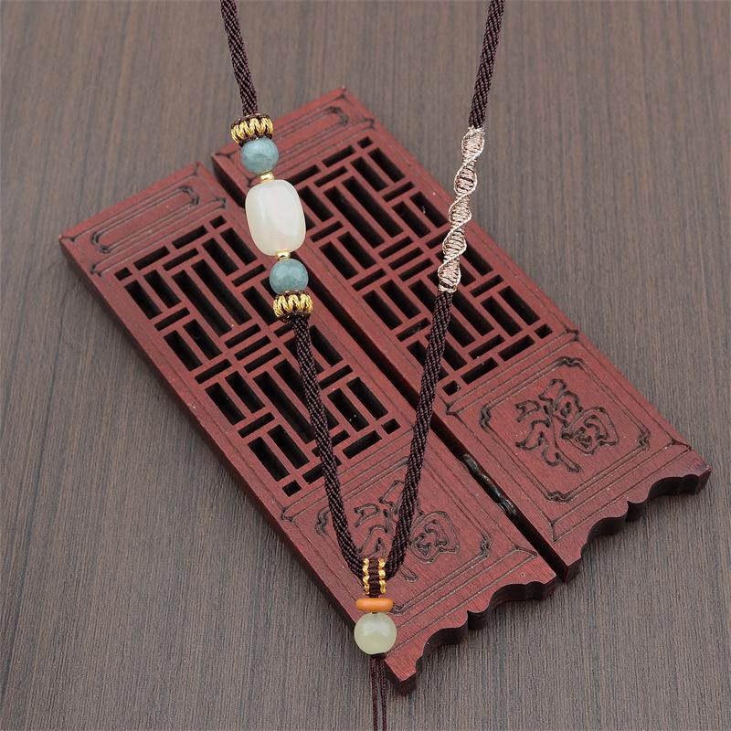 Hand-Woven Peace & Luck Qiankun Knot Jade Pendant Necklace