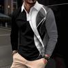 Herbst Neue Herren Kleidung Langarm Print Poloshirt Herren Business Casual Kragen Golf Poloshirt 100% Polyester