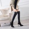 White Women's Long Boots Petite Slim Fit High Heel Knee-length Ankle Boots Rubber Upper Pointed Toe For Autumn/winter