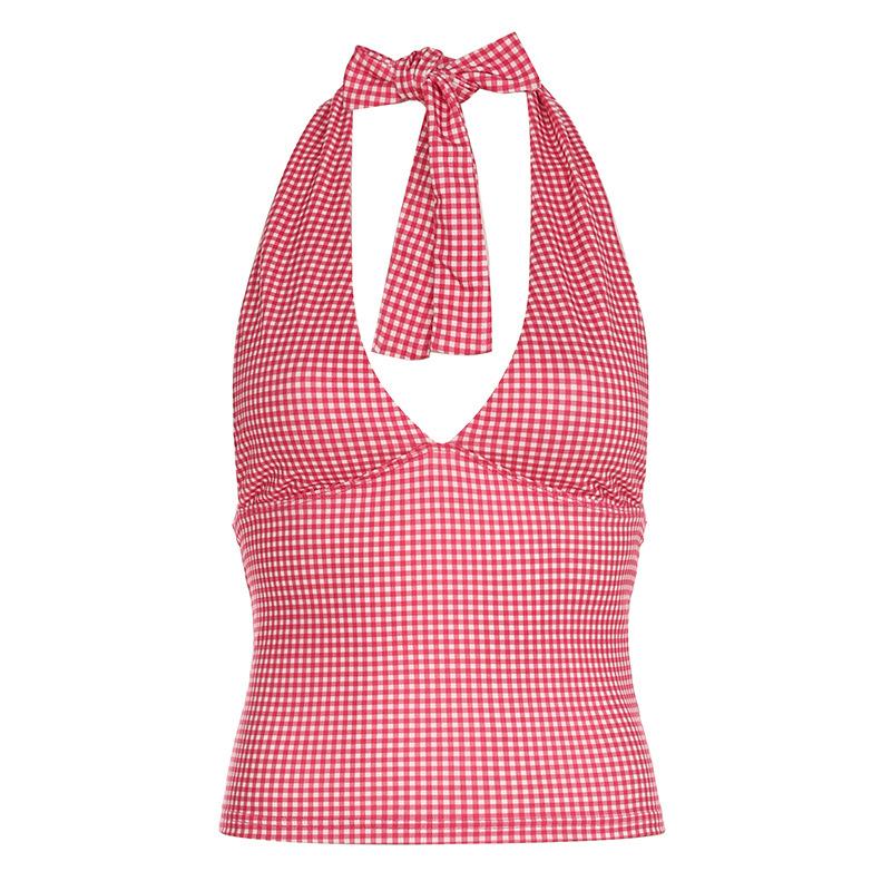 

Женский топ Spice Girls с глубоким вырезом, тонкой спинкой и рукавами, в курортном стиле, с цветным узором, с завязками на шее, короткий топ без рукавов L розовый