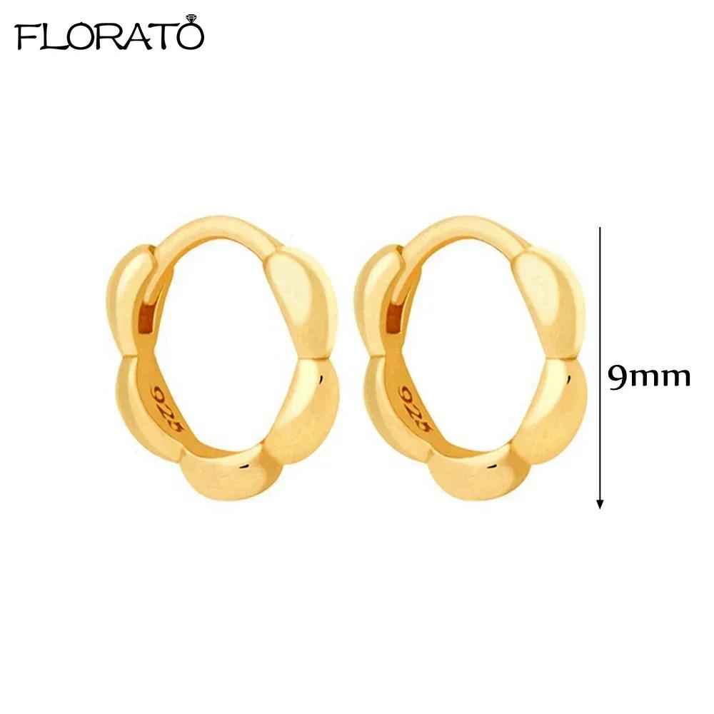 925 Silver Ear Needle Simple 10/15/25mm Hoop Earrings for Women Round Dangle Gold Earrings Fashion Korean Jewelry