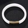 Bracelet Men White Leather Bracelet With Steel Clasp Jewelry Fashion Bangles Gift