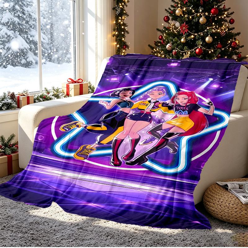 KPop Dämonenjäger Muster Decke für Heimdekoration, Bett, Sofa, Auto Reisen, Camping, Geeignet für Alle Jahreszeiten, Geburtstags-Weihnachtsgeschenk
