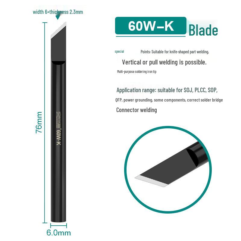 Electronic Welding 30W/40W/60W Pointed & Horseshoe Black Diamond Soldering Iron Tip