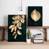 Golden Plant Leaves Abstract Wall Poster Modern Style Print Canvas Living Room Bedroom Painting Frameless