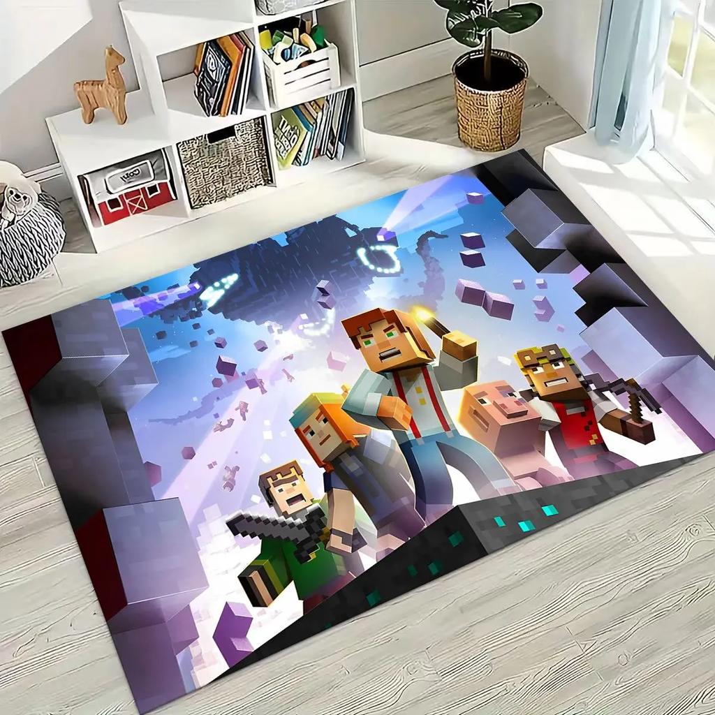 Cartoon S-Sandboxs 3D Game Carpet Rug for Bedroom Living Room Sofa Home Doormat Decor,Large Kids Play Non-slip Floor Mat Gift