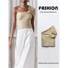 Za2024 Summer New Product Women's Clothes Sexy off-the-Shoulder Bow Tie Asymmetric Rib Knitwear 4240001 500