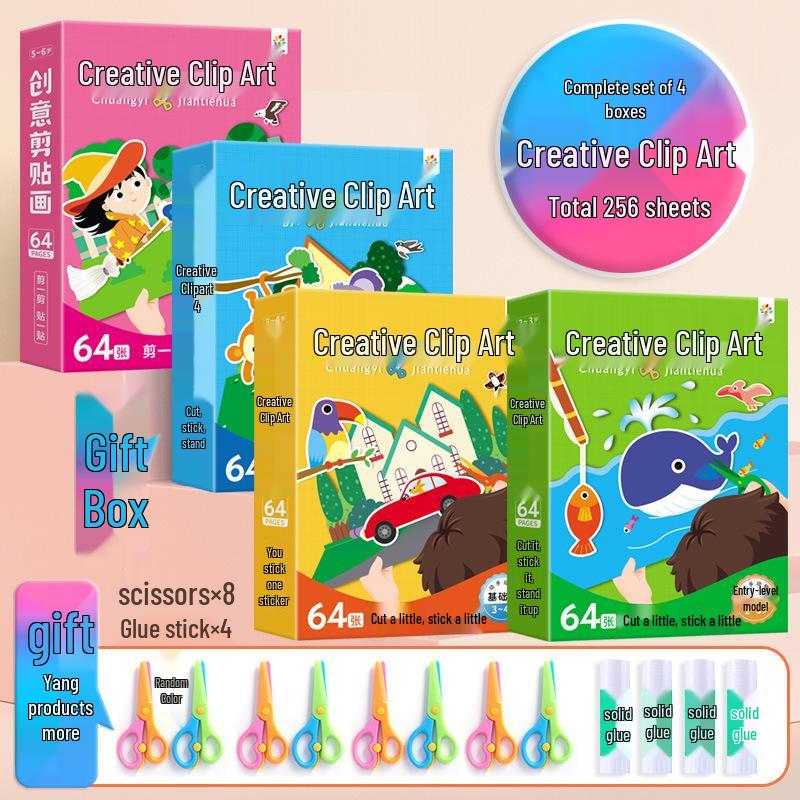 Creative Paper Cutting Collage Kit for Girls Ages 3-6 - Kindergarten Art Materials & Educational Toy