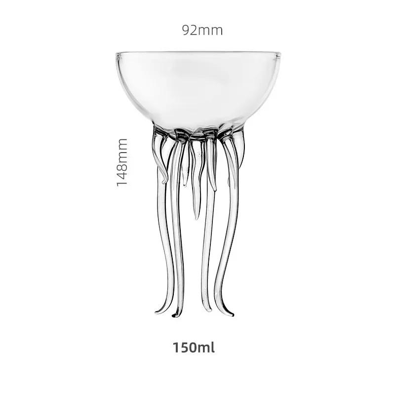 150ml 5oz Kreativní koktejlové sklenice Pohár Barové nástroje Tvar medúzy chobotnice Čiré Duhové skleněné poháry Sklenice na pití Pohár na pití 1 kus
