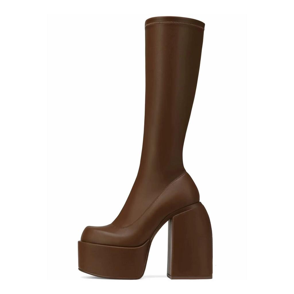 Fashion Brand Minimalist Fashionable Solid Color Knee High Boots 2024 European American Fashion Party Autumn Winter Women Boots 34-43