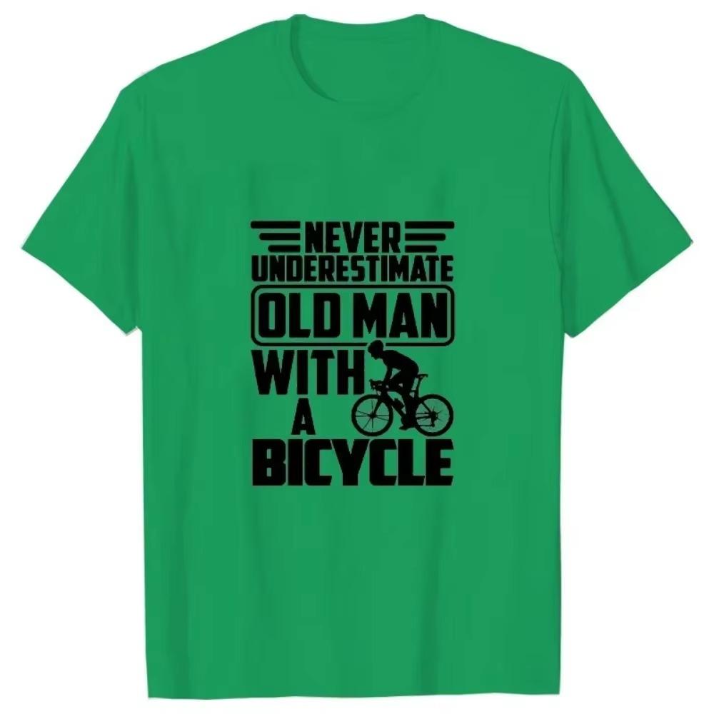 Pánské triko Nikdy nepodceňujte starého muže s potiskem na kole Trička Léto s krátkým rukávem ČERNÉ Tričko Trička Trička Oversize Košile