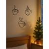 3-Piece Modern Metal Coffee Cup Wall Art Set, Christmas Theme, Black, Durable, Rustproof, Home Decor for Living Room, Bedroom, Kitchen, Bathroom