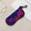 Vibrant Neon Floral Pattern Sunglasses Case, Artistic Botanical Print Eyewear Protective Pouch, Portable Zipper Glasses Organizer for Travel Accessori