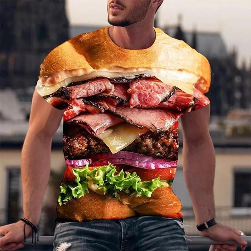 Funny Hamburger 3D Graphic Printed T-Shirt |   Top Short Sleeve Streetwear Oversized Unisex for Children & Adults