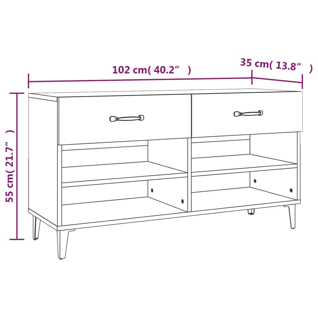 Shoe Cabinet Smoked Oak 102 x 35 x 55 cm Wood Based Panel
