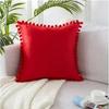 Pompom Velvet Cushion Cover Decorative Throw Cushion Covers Home Decor for Sofa Bedroom Pillowcase Pink Beige Pillow