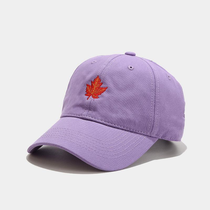 Maple Leaf Embroidery Soft Top Baseball Cap Men's Outdoor Casual Cap Women's Face Small Couple Sun Protection Hat