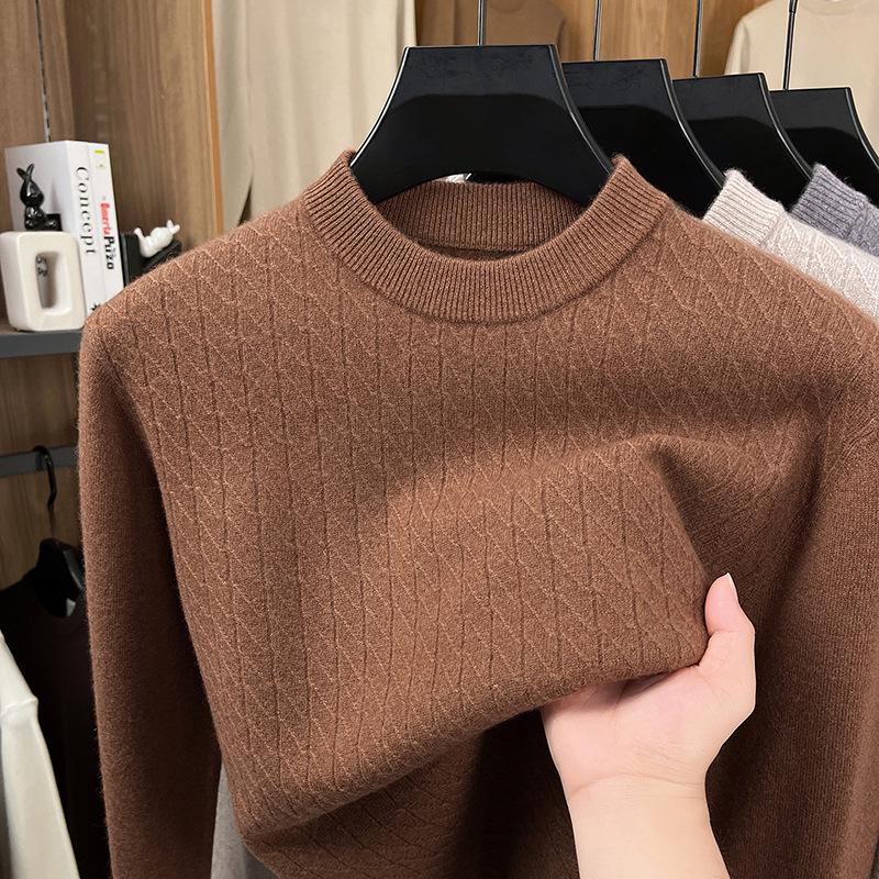 Men s Wool & Cashmere Round Neck Base Layer Sweater 52