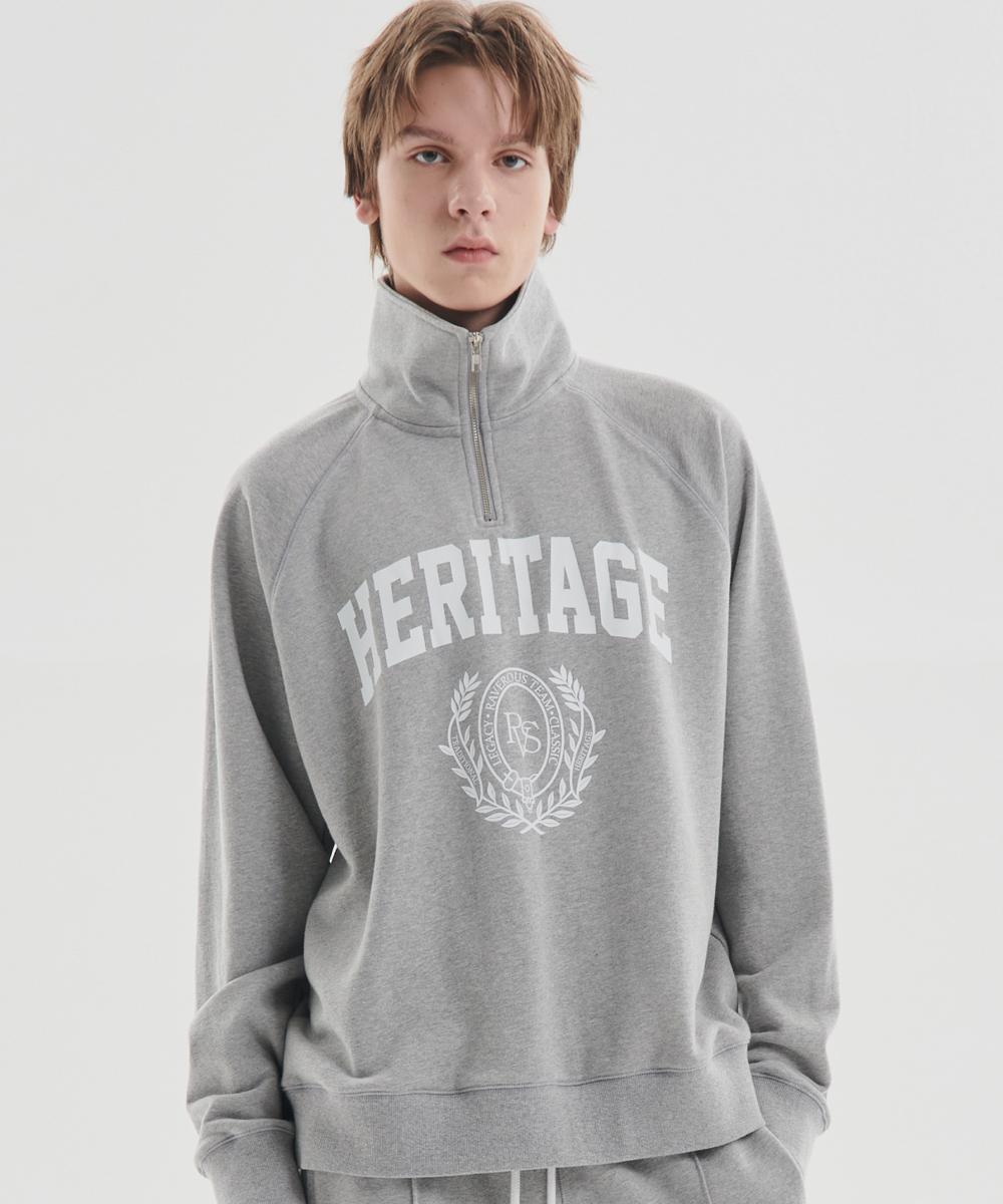 Raverous High-Neck Collared Sweatshirt Melange Grey 1