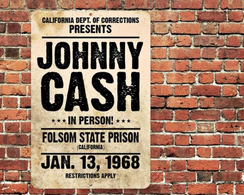 Johnny Cash at Folsom State Prison Metal Tin Aluminum Sign xAluminum 20x30cm(7.8x11.8inch)