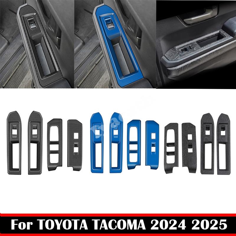 LHD For TOYOTA TACOMA 2024 2025 ABS Carbon Fiber Door Armres tWindow Lift Button Glass Rise Switch Cover Interior Accessories
