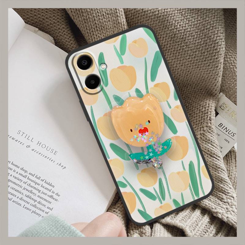 Rotatable Stand Quicksand Phone Case For Samsung Galaxy A07 Glitter Kickstand Skin Feel Silicone Simplicity Silicone TPU