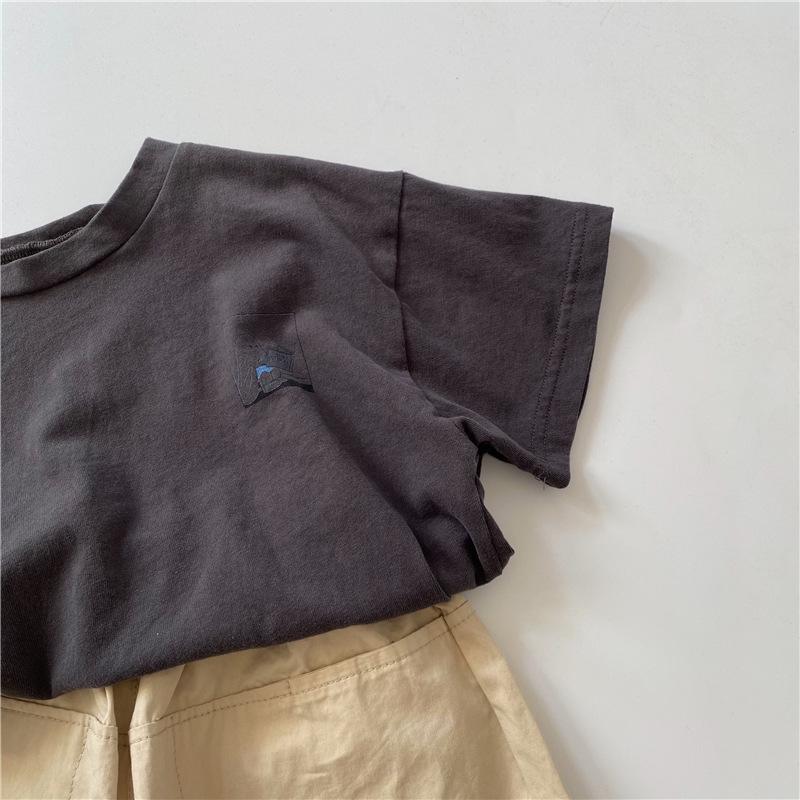 GL-kids Korean Style Cartoon Print T-shirt - Short Sleeve, Skin-friendly, Washable, Unisex Casual Top for Kids