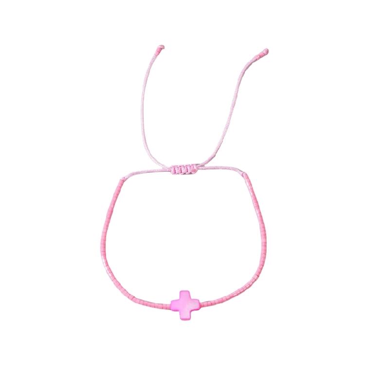 Handcraft Sturdy Beaded Crosses Bracelet With Alloy Charm Adjustable Designs for Trendy Women Bohemian Jewelry