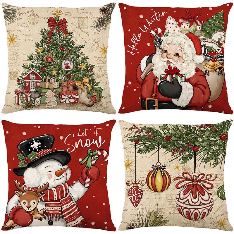 Christmas Pillowcases Holiday Decorations Living Room Sofa Cushion Covers Bedroom Pillow Covers(Without Pillow Core)