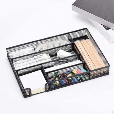 Mesh Desk Organiser Tray 5 Compartments Non Slip Multifunctional Drawer Desktop Storage Stationary