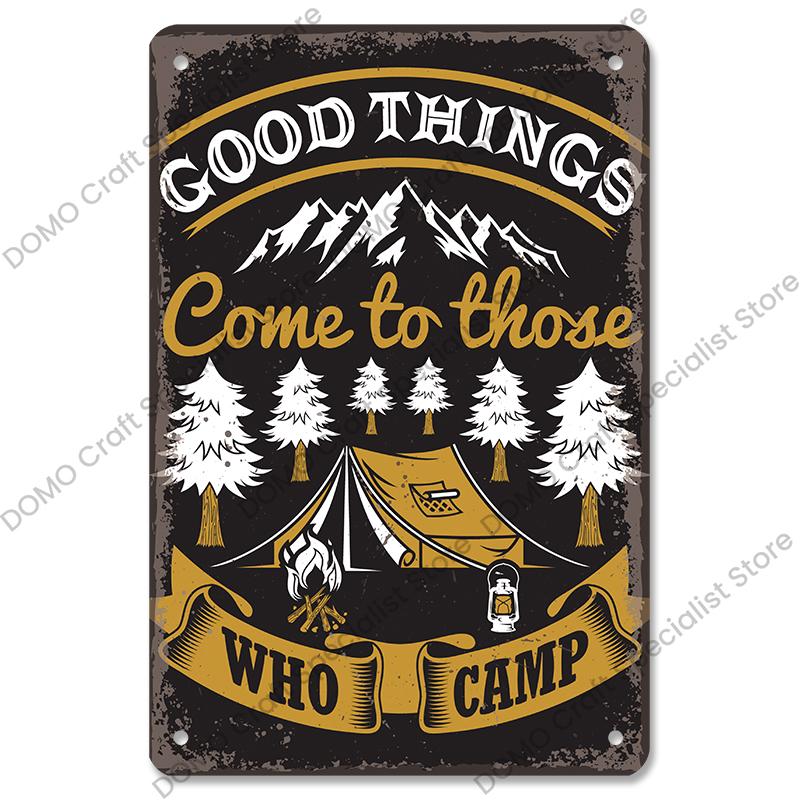 Camping Abenteuer Plaketten Vintage Metall Platte Berg Reise Campervan Touren Retro Metall Zeichen Wand Dekor Reise Club Camping Autos