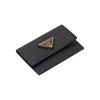 Prada Enamel Metal Triangle Logo Snap Closure Saffiano Leather Card Holder Women Card Holder Black 1MF028_QHH_F0002